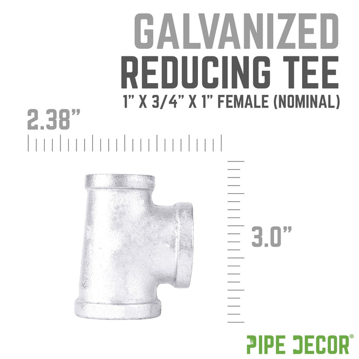 1 in. x 3/4 in. x 1 in. Galvanized Reducing Tee