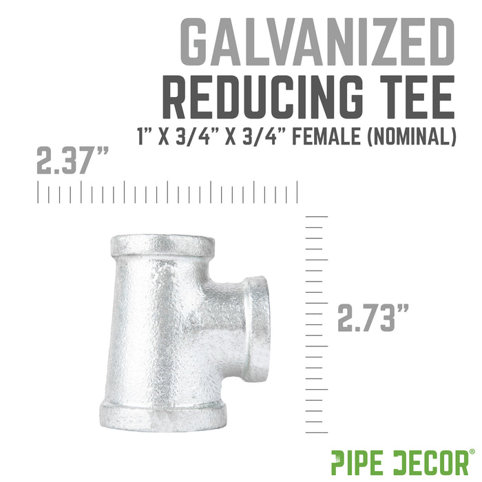 1 in. x 3/4 in. x 3/4 in. Galvanized Reducing Tee