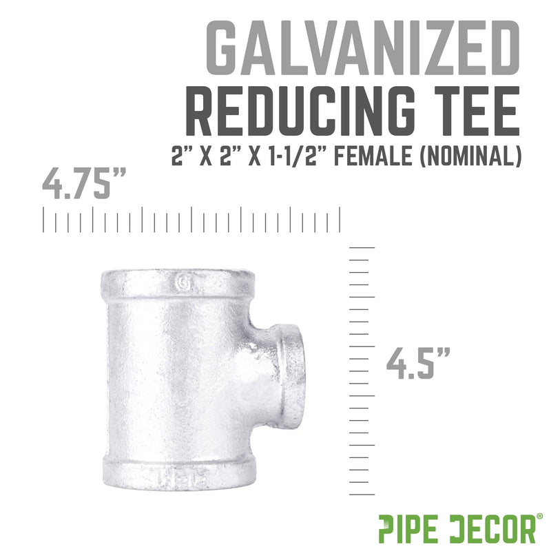 2 in. x  2 in. x 1 1/2 in. Galvanized Iron Reducing Tee