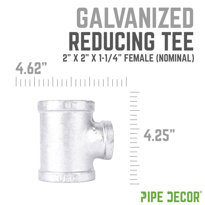 2 in. x 2 in. x 1 1/4 in. Galvanized Iron Reducing Tee