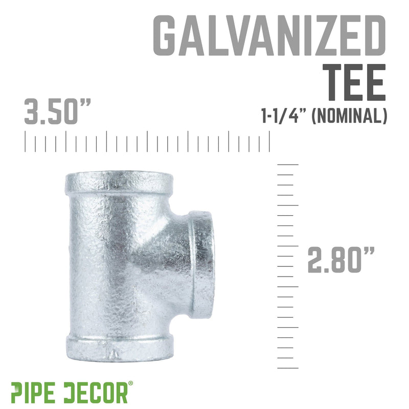 Tee de hierro galvanizado de 1 1/4 pulg.