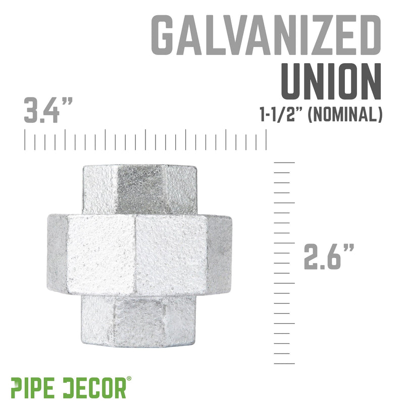 Unión de hierro galvanizado de 1 1/2 pulg.