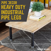 1 1/2 In. x 12 In. Round Flange Pipe Table Legs - 2 Pack- Pipe-Decor.com