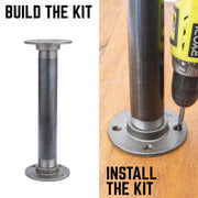 1 1/2 In. x 12 In. Round Flange Pipe Table Legs - 2 Pack- Pipe-Decor.com