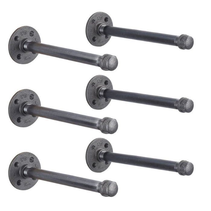 Noliven 2-Pack Industrial Pipe Shelf Brackets - 12" Deep Wall Mount Hardware For DIY Shelving