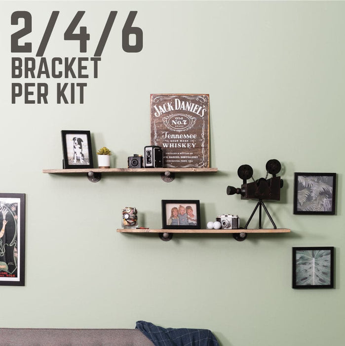 1/2 In  X 12 In Shelf Bracket Kit, 4 Pack - Pipe Decor