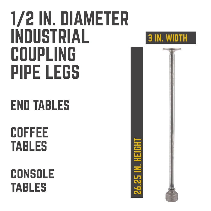 1/2 in. x 24 in. Reduced Coupling Pipe Table Legs - 4 Pack