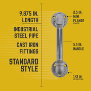 1/2 in. Barn Door Handle - Mini Flange - 9.875 L - Pipe Decor