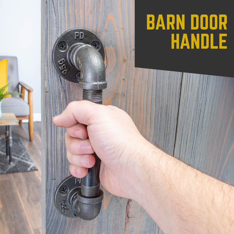 1/2 in. Barn Door Handle - Mini Flange - 9.875 L - Pipe Decor