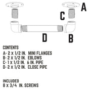 1/2 in. Barn Door Handle - Mini Flange - 9.875 L - Pipe Decor