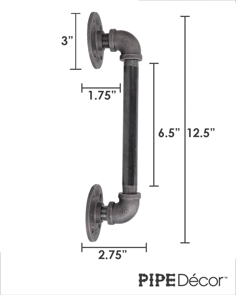 1/2 in. x 8 in. Barn Door Handle - 12.5 In L - Pipe Decor