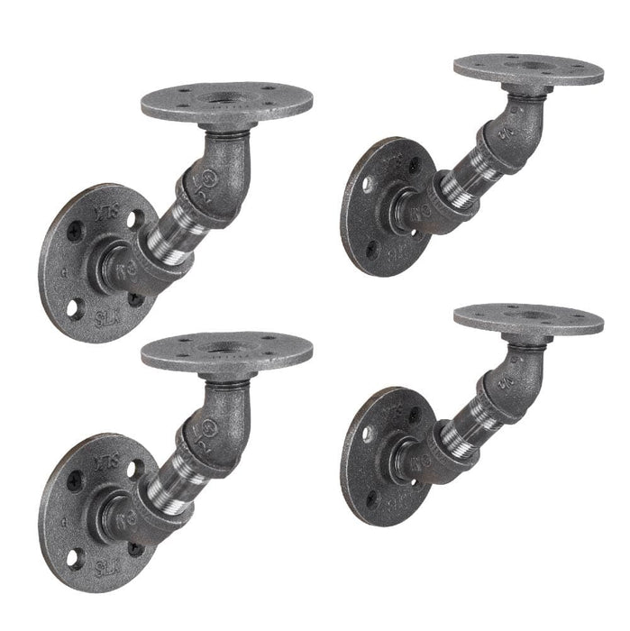 1/2 In X 2 In Double Flange Angled Bracket Kit, 4 Pack - Pipe Decor