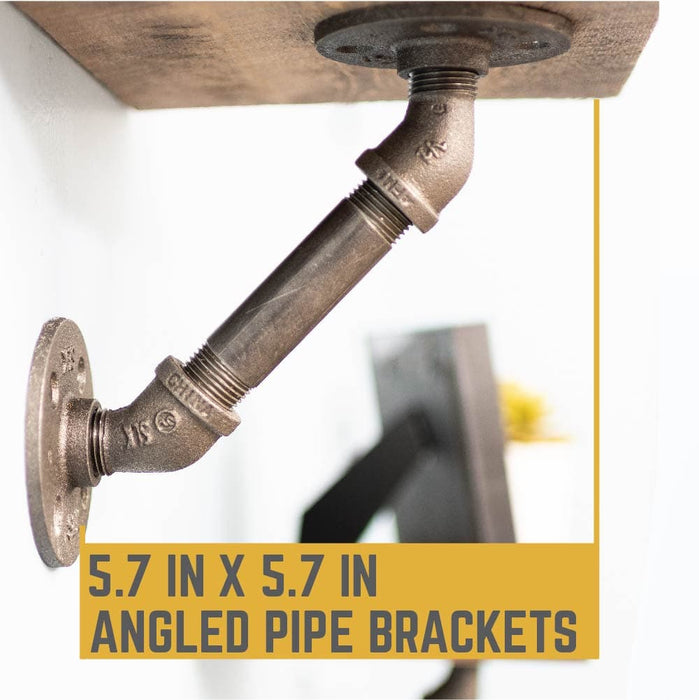 1/2 In X 4 In Double Flange Angled  Bracket Kit, 4 Pack - Pipe Decor