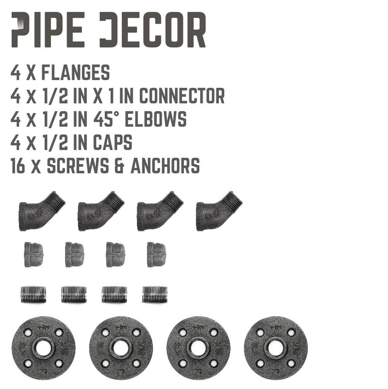 Wall Hook 4 Pack By PIPE DECOR - Pipe Decor