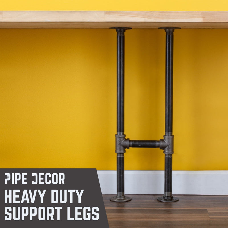 1 in. Heavy Duty H Round Flange Desk Support Leg - 1 Pack - Pipe-Decor.com