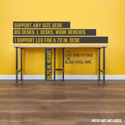 1 in. Heavy Duty H Round Flange Desk Support Leg - 1 Pack - Pipe-Decor.com