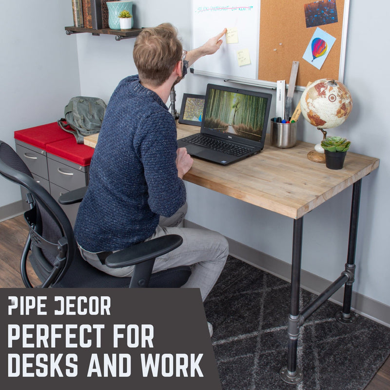 1 in. Heavy Duty H Round Flange Desk Support Leg - 1 Pack - Pipe-Decor.com