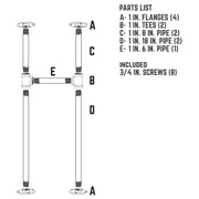 1 in. Heavy Duty H Round Flange Desk Support Leg - 1 Pack - Pipe-Decor.com