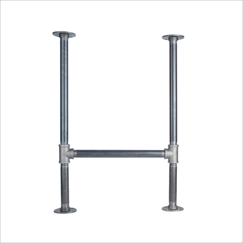 1 in. Heavy Duty H Round Flange Desk Support Leg - 1 Pack - Pipe-Decor.com