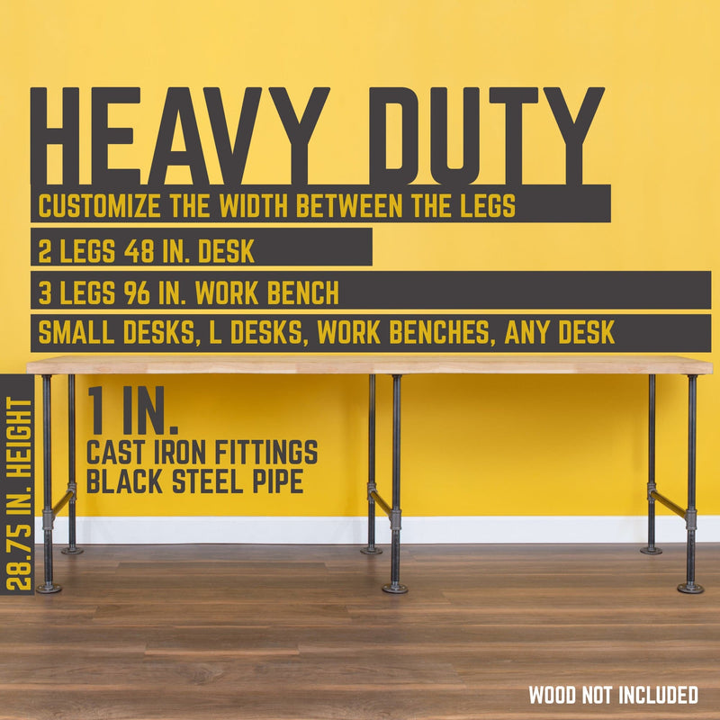 1 in. Heavy Duty H Round Flange Desk Support Leg - 1 Pack - Pipe-Decor.com