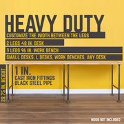 1 In. Heavy Duty H Round Flange Pipe Desk Legs - 2 Pack - Pipe-Decor.com