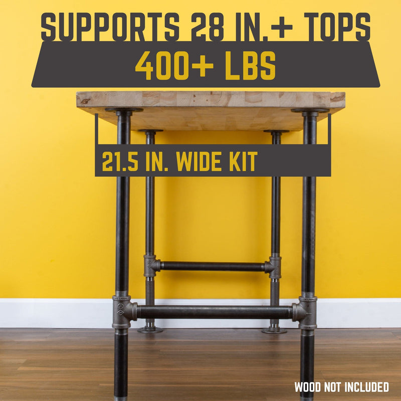 1 in. Heavy Duty H Round Flange Desk Support Leg - 1 Pack - Pipe-Decor.com