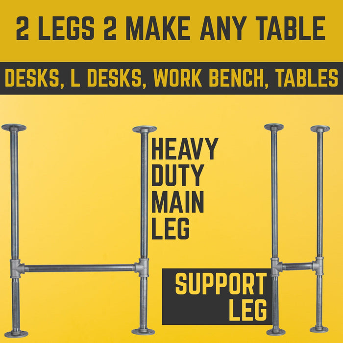 1 in. Heavy Duty H Round Flange Desk Support Leg - 1 Pack - Pipe-Decor.com