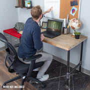 1 in. Heavy Duty H Round Flange Desk Support Leg - 1 Pack - Pipe-Decor.com