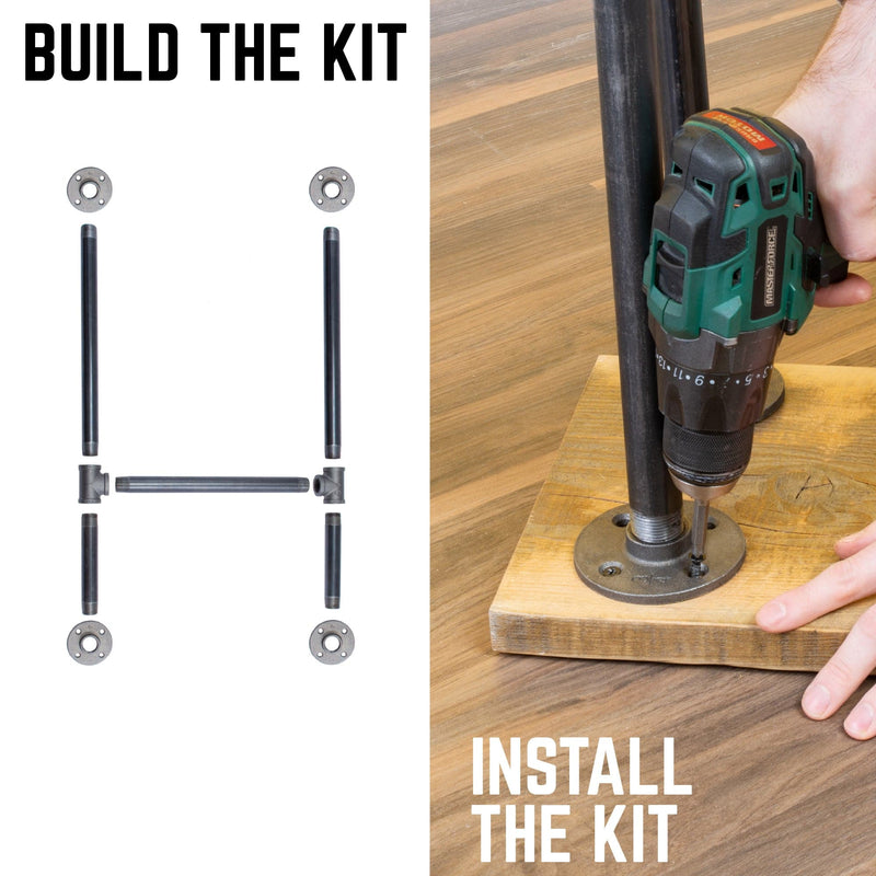 1 In. Heavy Duty H Round Flange Pipe Desk Legs - 2 Pack - Pipe-Decor.com