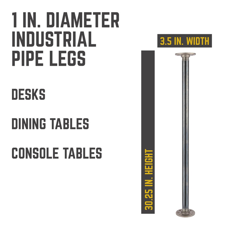 1 in. x 30 in. Round Flange Pipe Table Legs - 4 Pack