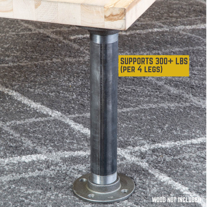 2 in. x 12 in. Round Flange Pipe Table Legs - 2 Pack - Pipe-Decor.com