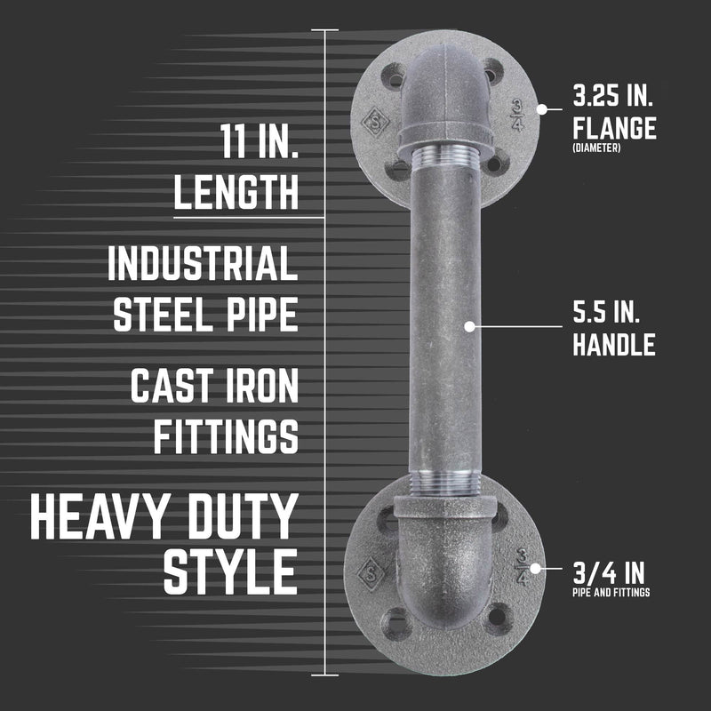 3/4 in. Classic Barn Door Handle - 11 In. L - Pipe Decor