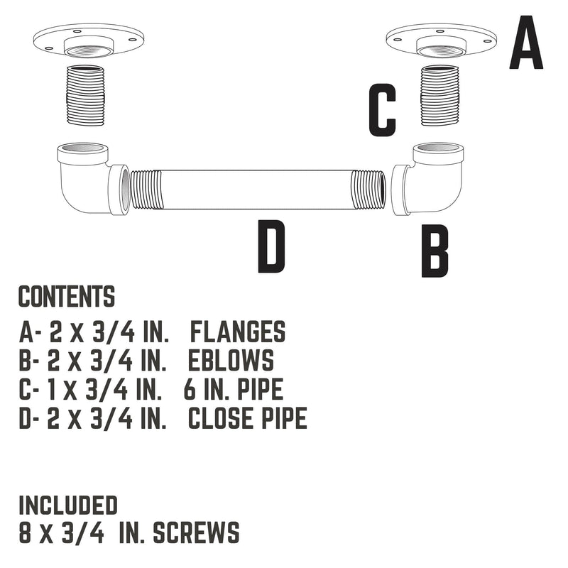 3/4 in. Classic Barn Door Handle - 11 In. L - Pipe Decor