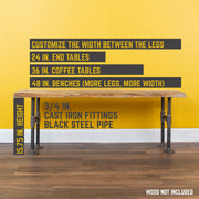 3/4 In H Round Flanges Pipe Kit for Bench Legs - Pipe-Decor.com