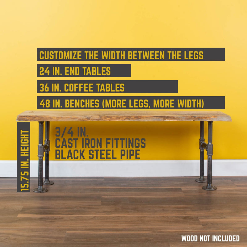 3/4 In H Round Flanges Pipe Kit for Bench Legs - Pipe-Decor.com