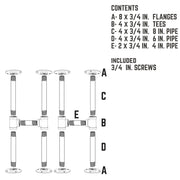 3/4 In H Round Flanges Pipe Kit for Bench Legs - Pipe-Decor.com