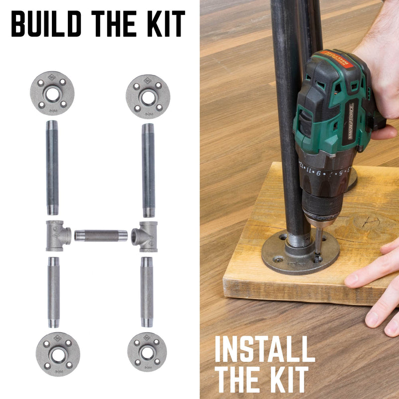 3/4 In H Round Flanges Pipe Kit for Bench Legs - Pipe-Decor.com