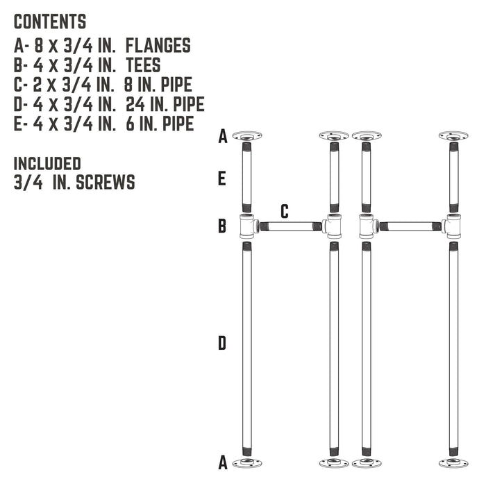 3/4 in. H Pipe Round Flange Console Table Legs-13.25 in. Wide