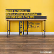 3/4 in. H Pipe Desk Legs - 1 Pack - Pipe-Decor.com
