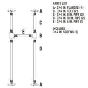 3/4 in. H Pipe Desk Legs - 1 Pack - Pipe-Decor.com