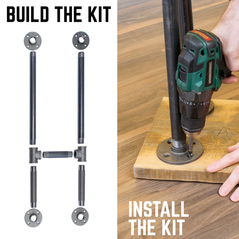 3/4 in. H Pipe Desk Legs - 1 Pack - Pipe-Decor.com