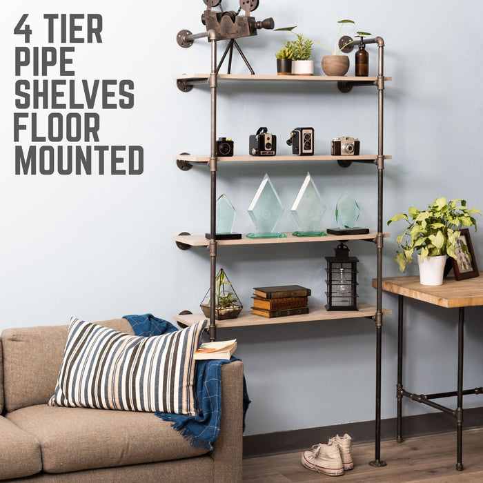 4 -Tier Floor Mounted Shelf by Pipe Decor