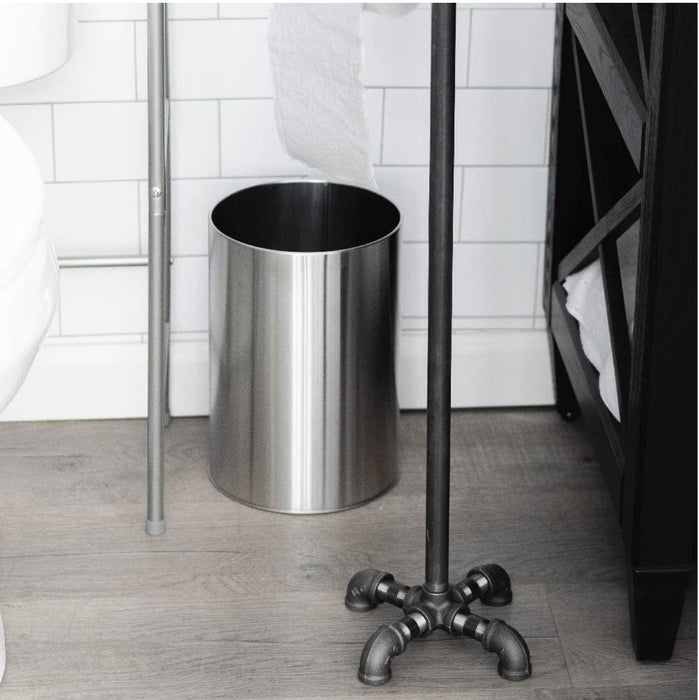 Pipe Decor 1/2 in. x 2.4 ft. L Black Steel Pipe Freestanding Toilet Paper Holder Kit