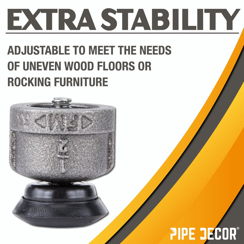 Furniture Leg Levelers for ½” Pipe Legs (4 Pack)