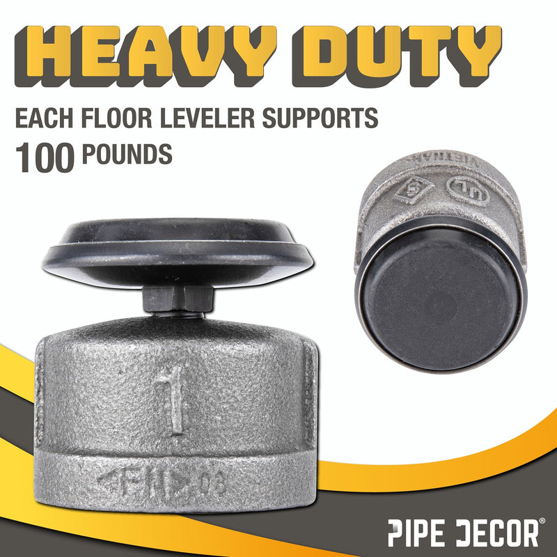 Furniture Leg Levelers for 1” Pipe Legs (4 Pack)