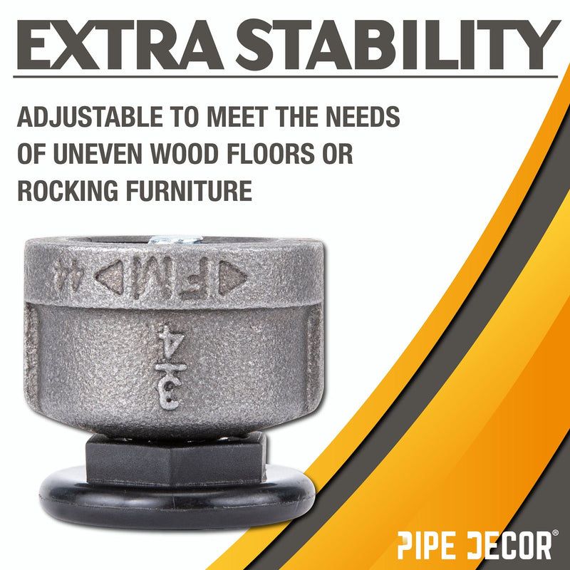 Furniture Leg Levelers for ¾” Pipe Legs (4 Pack)