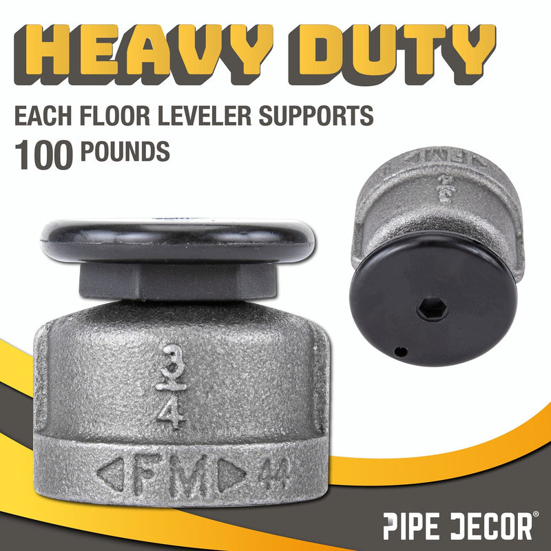 Furniture Leg Levelers for ¾” Pipe Legs (4 Pack)