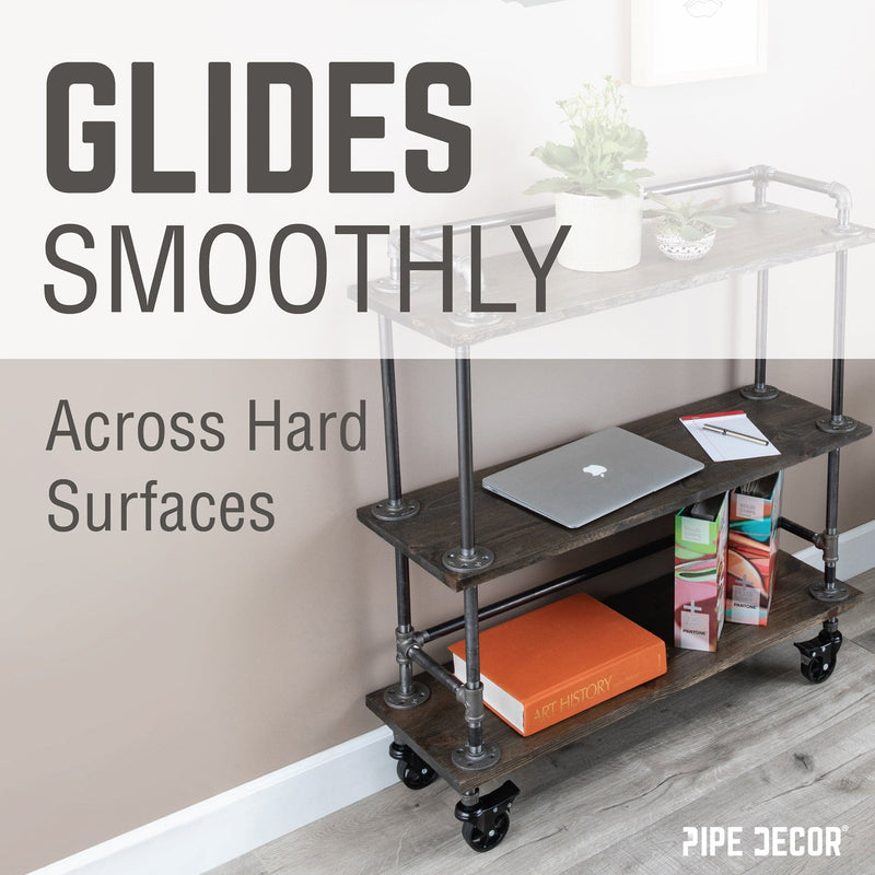 Swivel Caster Wheels for  1” Pipe with Locking Mechanism (4-Pack)