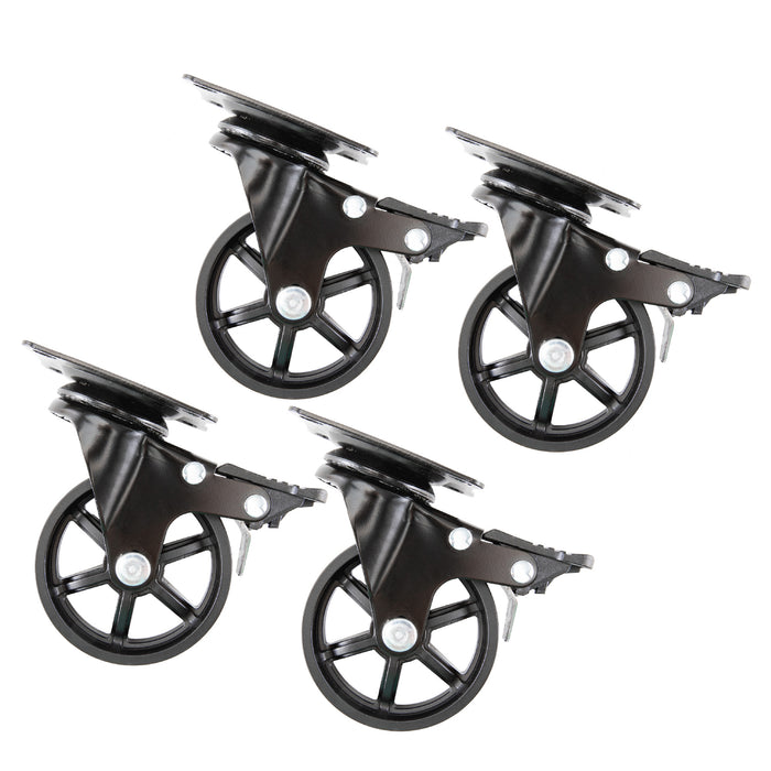 Mounted Swivel Caster Wheels for Wood Furniture with Locking Mechanism (4-Pack)