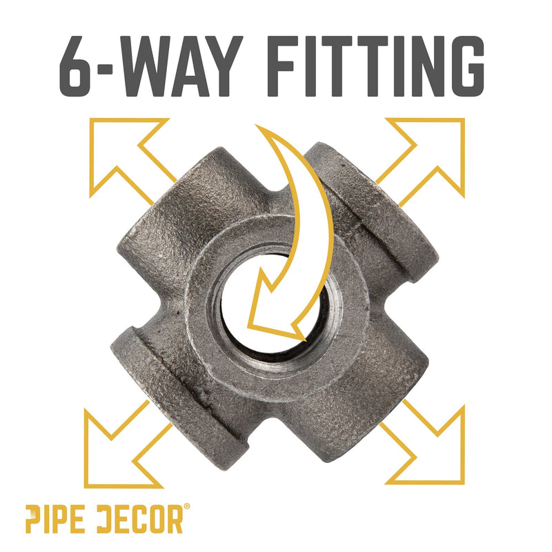 Accesorio negro de 6 vías de 3/4 pulg.